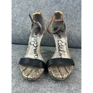 Sam Edelman Eleanor Animal Print Heels Women's 7M Brown Leather Ankle Strap